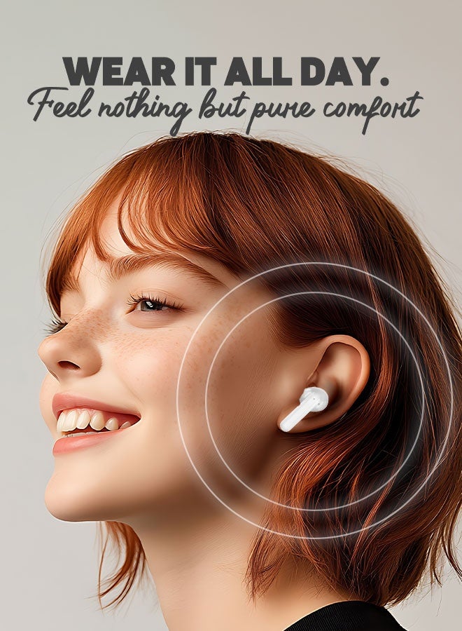 FITIT سماعات أذن لاسلكية مع إلغاء الضوضاء النشط، ميكروفون ENC وبطارية 45 ساعة – بلوتوث 5.3، صوت عميق، تحكم باللمس، شاشة LED، علبة شحن لاسلكية – AirPro أبيض – fitit - Image 4