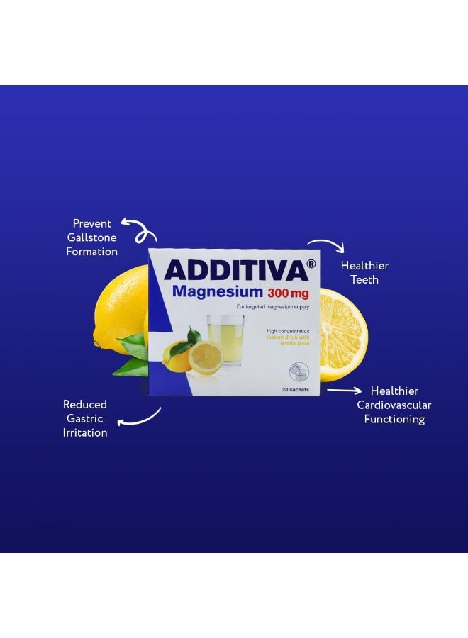 Additiva Magnesium Drink 300mg 20 Effervescent Granule Sachets, 74g - Image 4