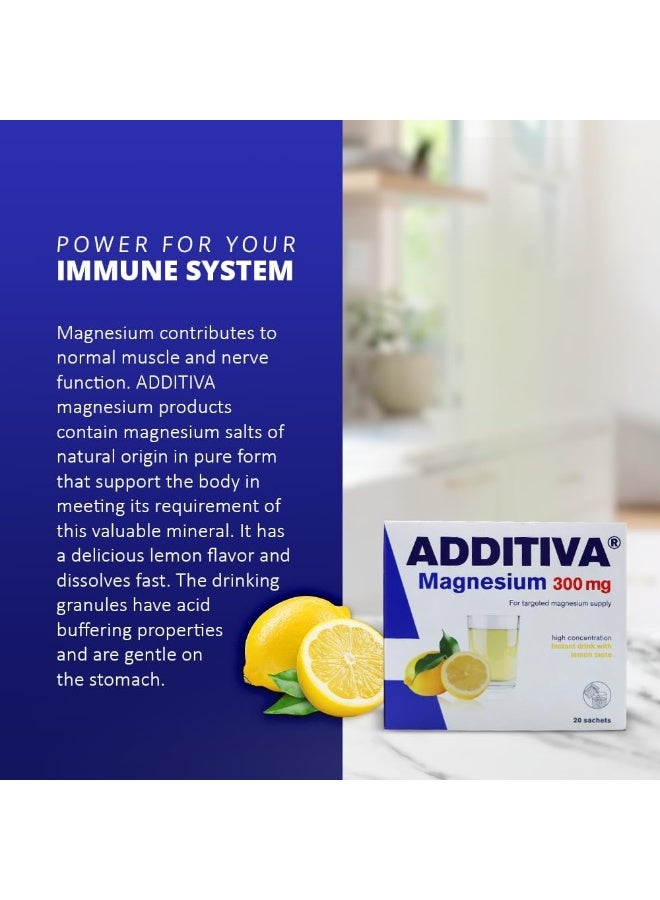 Additiva Magnesium Drink 300mg 20 Effervescent Granule Sachets, 74g - Image 3