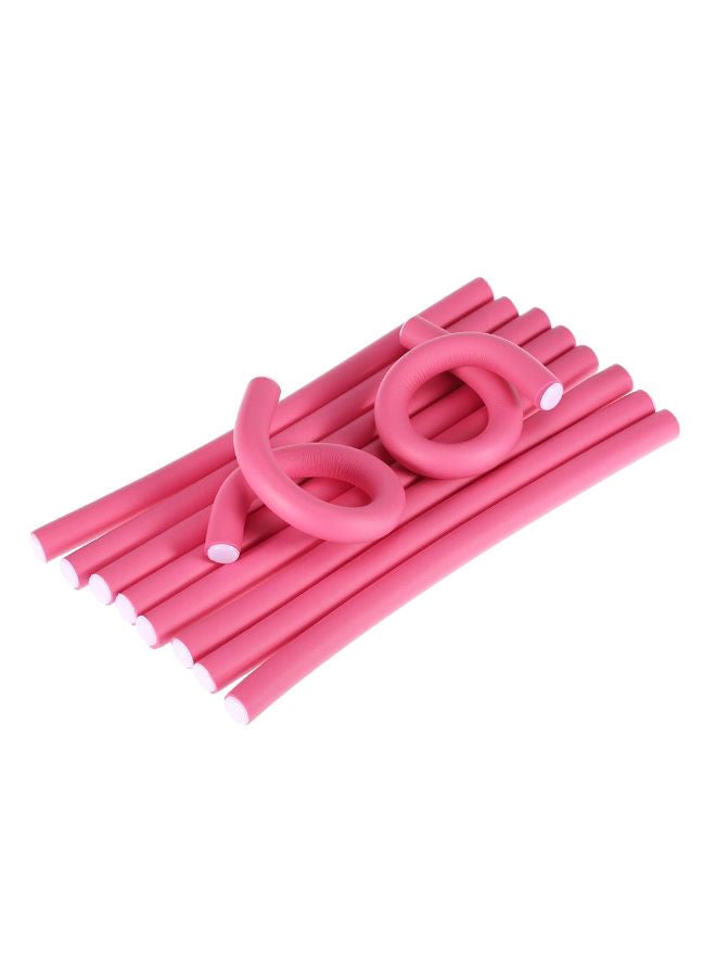 NIBEMINENT 10-Piece DIY Styling Hair Roller Flexible Curling Rod Set Pink 10 x 0.6inch - Image 1