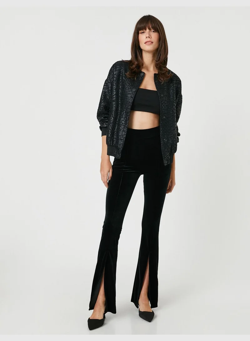 كوتون Velvet Trousers Flare Leg Slim Fit