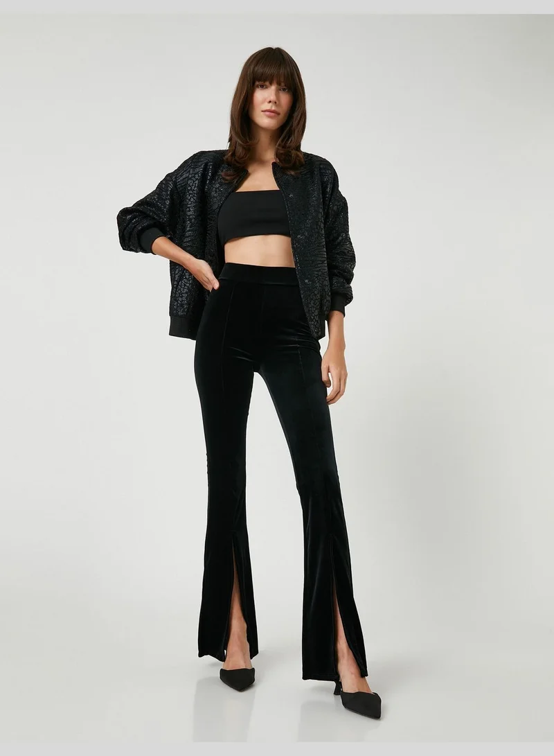 كوتون Velvet Trousers Flare Leg Slim Fit
