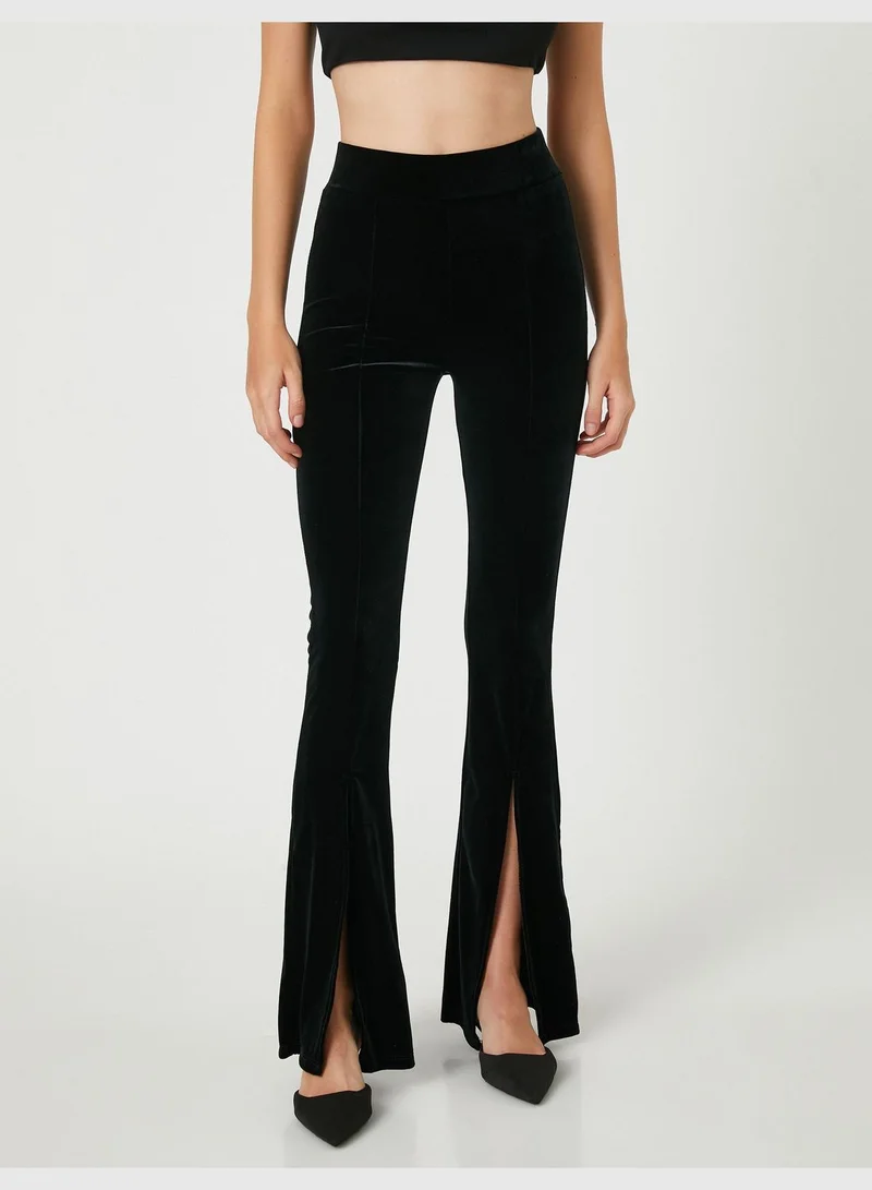 كوتون Velvet Trousers Flare Leg Slim Fit