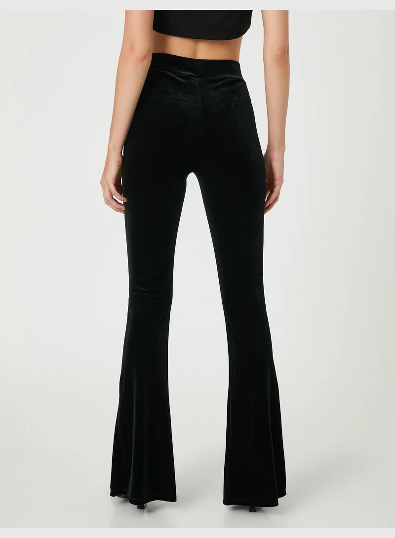 كوتون Velvet Trousers Flare Leg Slim Fit