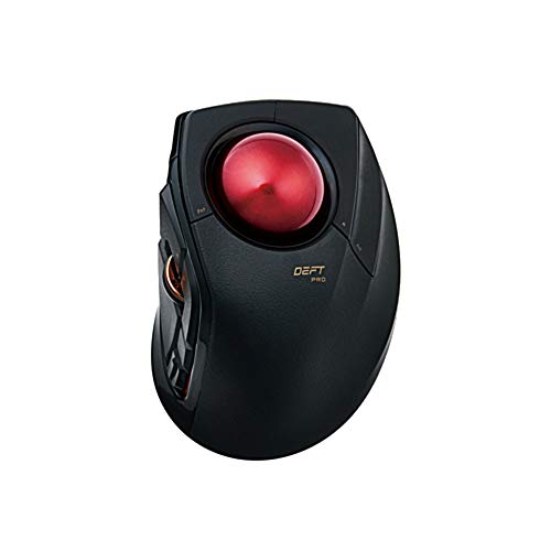ELECOM DEFT PRO Trackball Mouse, Wired, Wireless, Bluetooth, Finger Control, Ergonomic Design, 8-Button Function, Optical Gaming Sensor, Smooth Red Ball, Windows11, MacOS(M-DPT1MRBK) - Image 1