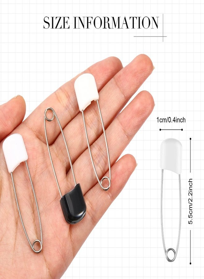 WILLBOND 50 Pieces Diaper Pins Safety 2.2 Inch Plastic Head Cloth Diaper Nappy Pins with Locking Closures Stainless Steel with Velvet Bag(White, Black) - Image 2