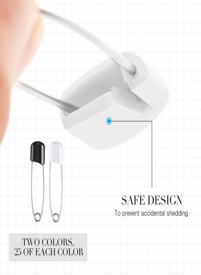 WILLBOND 50 Pieces Diaper Pins Safety 2.2 Inch Plastic Head Cloth Diaper Nappy Pins with Locking Closures Stainless Steel with Velvet Bag(White, Black) - Image 3