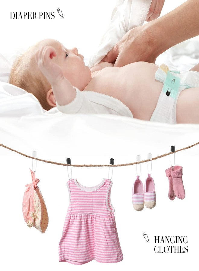 WILLBOND 50 Pieces Diaper Pins Safety 2.2 Inch Plastic Head Cloth Diaper Nappy Pins with Locking Closures Stainless Steel with Velvet Bag(White, Black) - Image 4