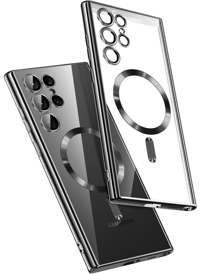 Denx Galaxy S25 Ultra Case, Magnetic Case [Compatible with Mag-safe] S25 Ultra Camera Lens Protector Slim Luxury Plating Transparent Shockproof Galaxy S25 Ultra 5G Cover 6.9 Inch (Black) - Image 1