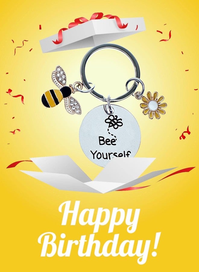 Pmeixcy Bee Keyring, Cute Daisy Keychain for Women, Girls Keyrings, Bee Gifts for Women, Bees Yourself Engraved Bee Keychain - Inspirational Christmas Gift for Womens Men Colleagues Friends - Image 5