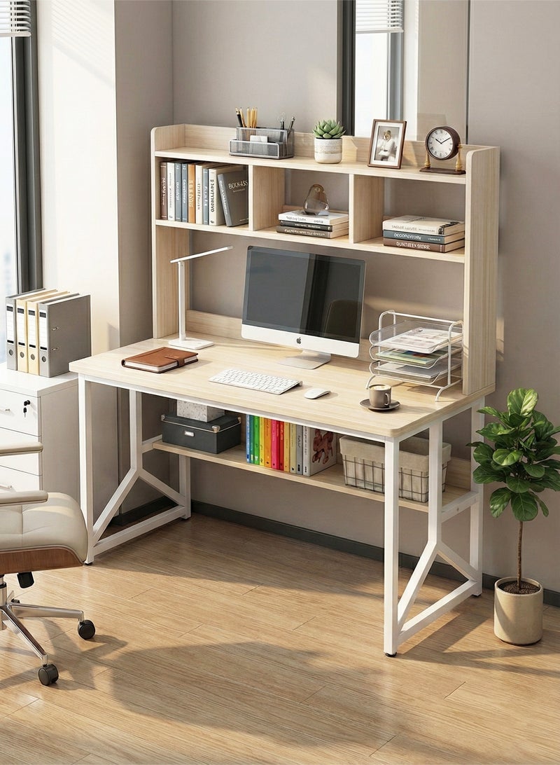 إيه جي دي مكتب متعدد الأغراض للدراسة والكمبيوتر مع أرفف لتخزين الكتب وملحقات الكتابة والكمبيوتر موفر للمساحة - Image 3