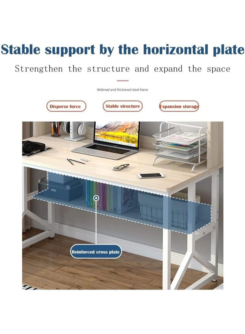 إيه جي دي مكتب متعدد الأغراض للدراسة والكمبيوتر مع أرفف لتخزين الكتب وملحقات الكتابة والكمبيوتر موفر للمساحة - Image 5