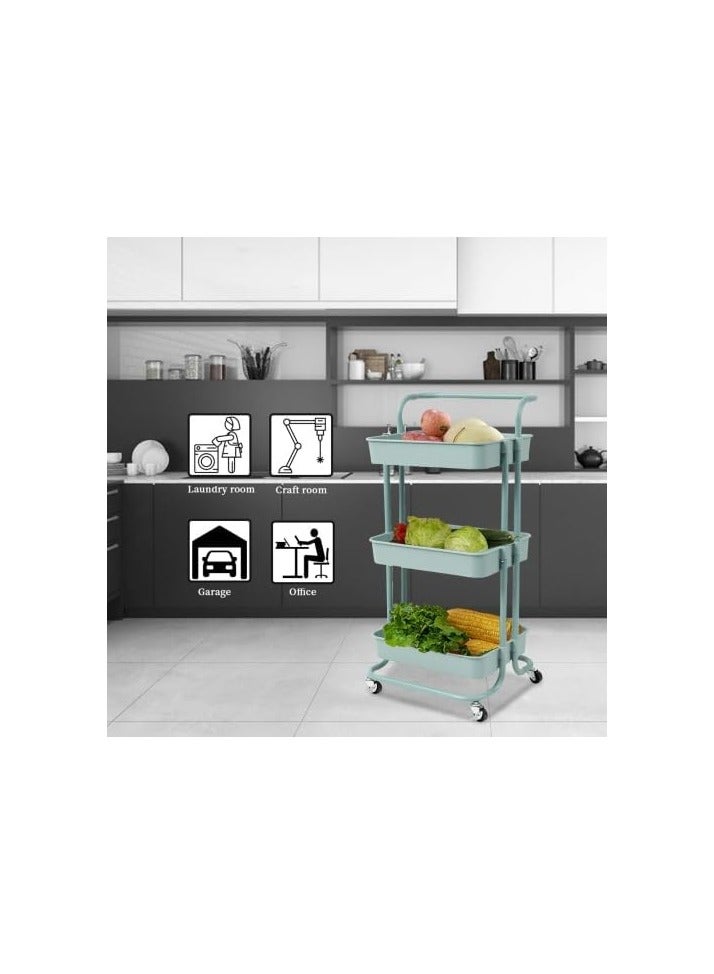 BLOOMING TIME 3-Tier Utility Organizer – Green Rolling Trolley for Crafts And Tools - Image 4