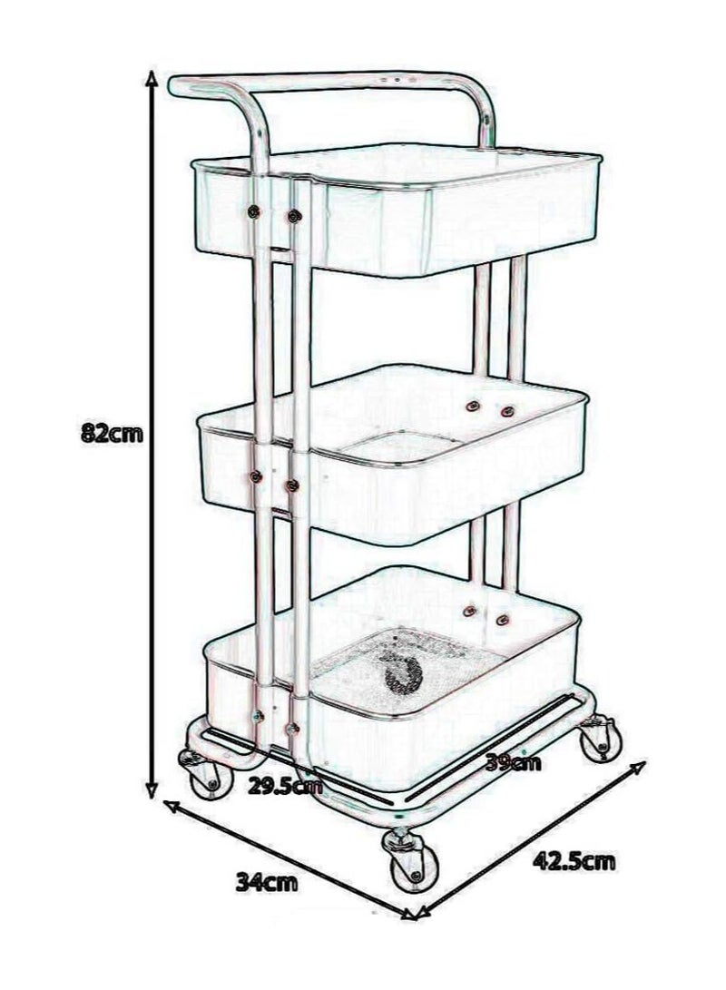 BLOOMING TIME 3-Tier Utility Organizer – Green Rolling Trolley for Crafts And Tools - Image 5
