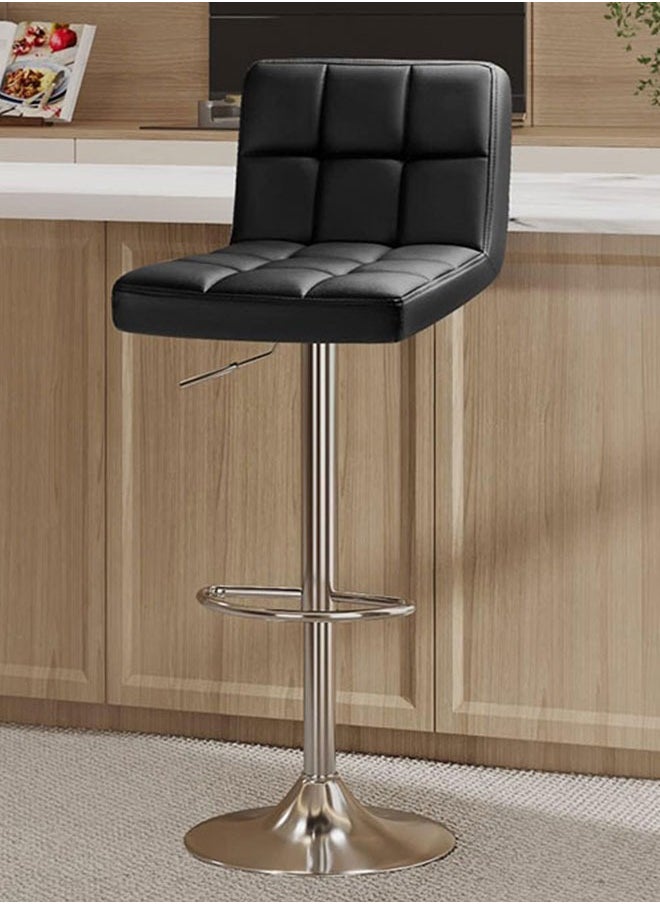 GoldenLike - Bar Stool Adjustable Height Counter Bar Chairs PU Leather HIgh Chair Swivel Barstools with Back for Kitchen Island Home Office Bar Cofe(1-Pack) - Image 1