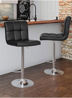 GoldenLike Bar Stool Adjustable Height Counter Bar Chairs PU Leather HIgh Chair Swivel Barstools with Back for Kitchen Island Home Office Bar Cofe(1-Pack)  - Image 2