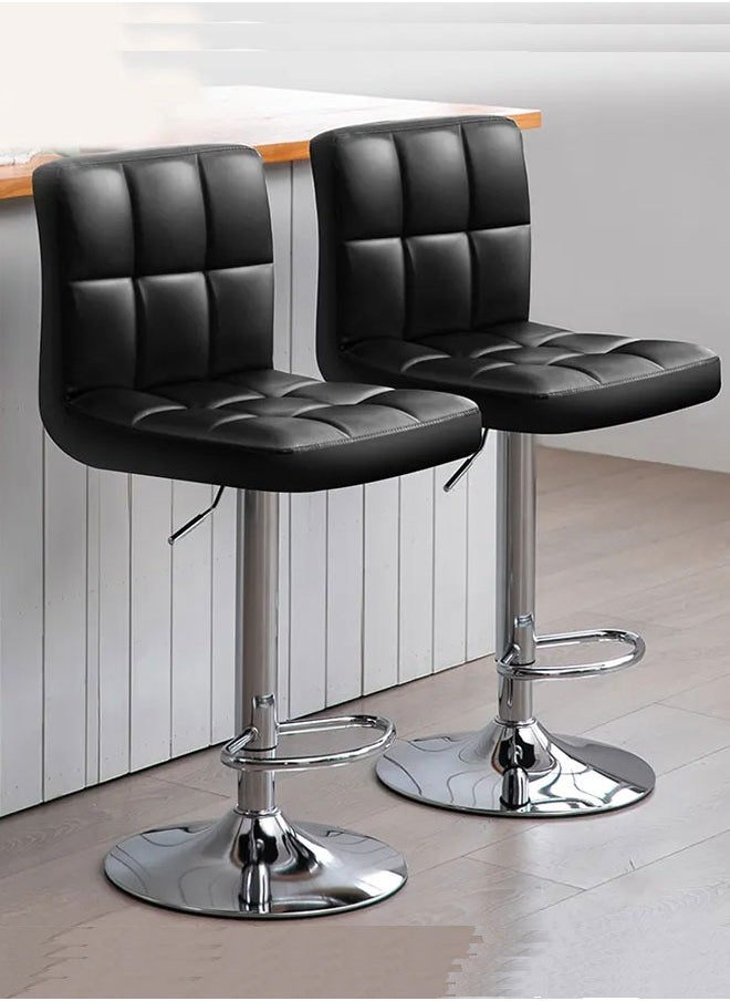 GoldenLike - Bar Stool Adjustable Height Counter Bar Chairs PU Leather HIgh Chair Swivel Barstools with Back for Kitchen Island Home Office Bar Cofe(1-Pack) - Image 1