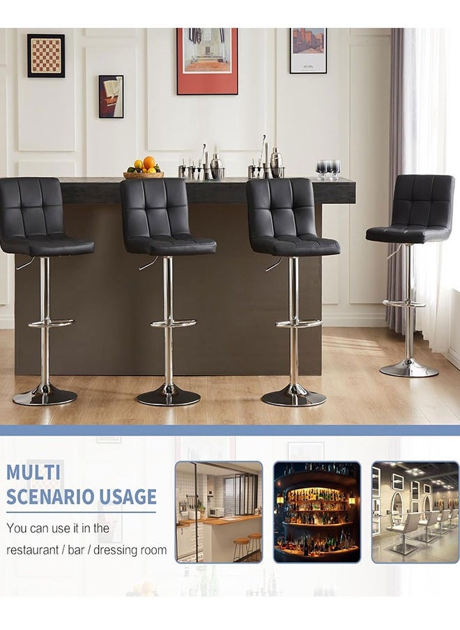 GoldenLike - Bar Stool Adjustable Height Counter Bar Chairs PU Leather HIgh Chair Swivel Barstools with Back for Kitchen Island Home Office Bar Cofe(1-Pack) - Image 1