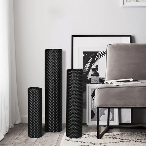 Dnnnii Tall Floor Vases Set of 3 - Black Metal Cylinder Vases for Living Room Corner, Modern Honeycomb Texture, Extra Large Standing Decor (Tallest 27.6in, Home Bedroom Dining Decor) - Image 5