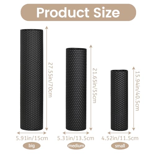Dnnnii Tall Floor Vases Set of 3 - Black Metal Cylinder Vases for Living Room Corner, Modern Honeycomb Texture, Extra Large Standing Decor (Tallest 27.6in, Home Bedroom Dining Decor) - Image 3