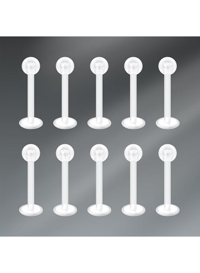D.Bella 16G Clear UV Flexible Acrylic Labret Lip Ring Tragus Retainer Clear Helix Cartilage Earring Stud Piercing Jewelry Retainer 10pcs 10mm - Image 3