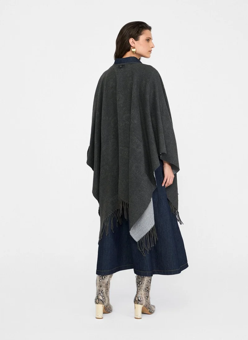 Liu Jo Poncho with logo and fringes