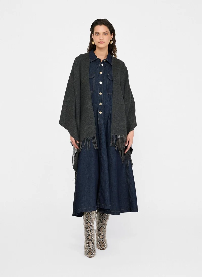Liu Jo Poncho with logo and fringes