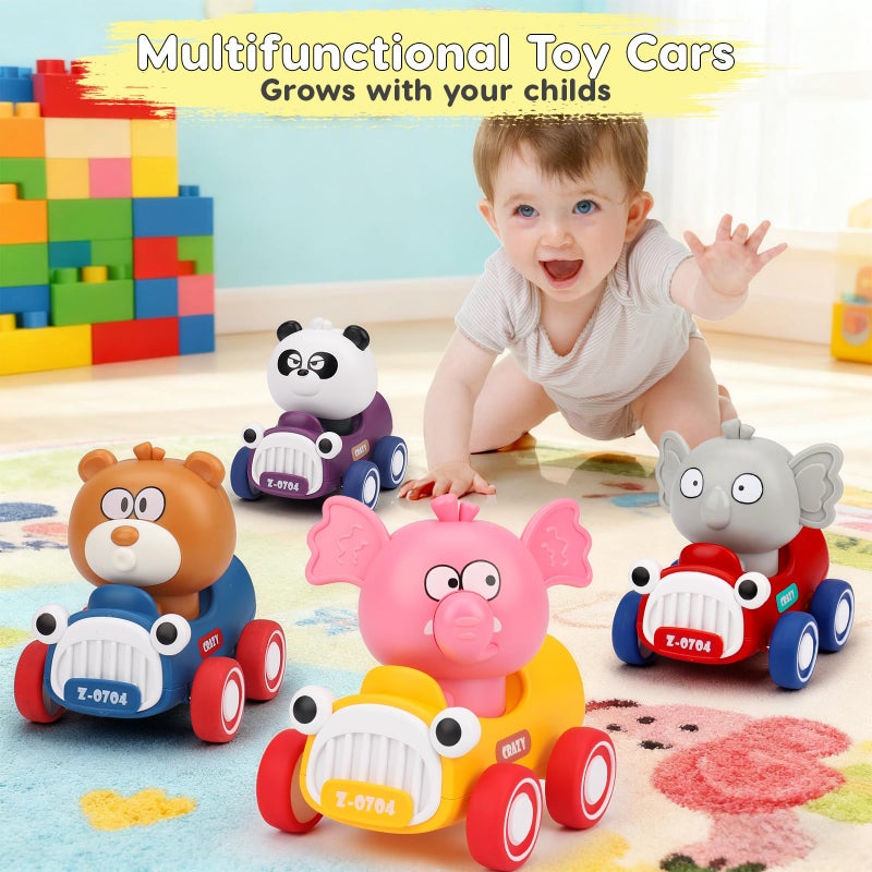 AugToy Press and Go Toy Cars for Toddlers 1-3, Animal Racing Cars Infant Baby Toys 6-9-12-18 Months, Cars Toys for 1 2 Year Old Boy Girl Gifts, One 1st First Year Old Boy Girl Birthday Easter Gifts - Image 5