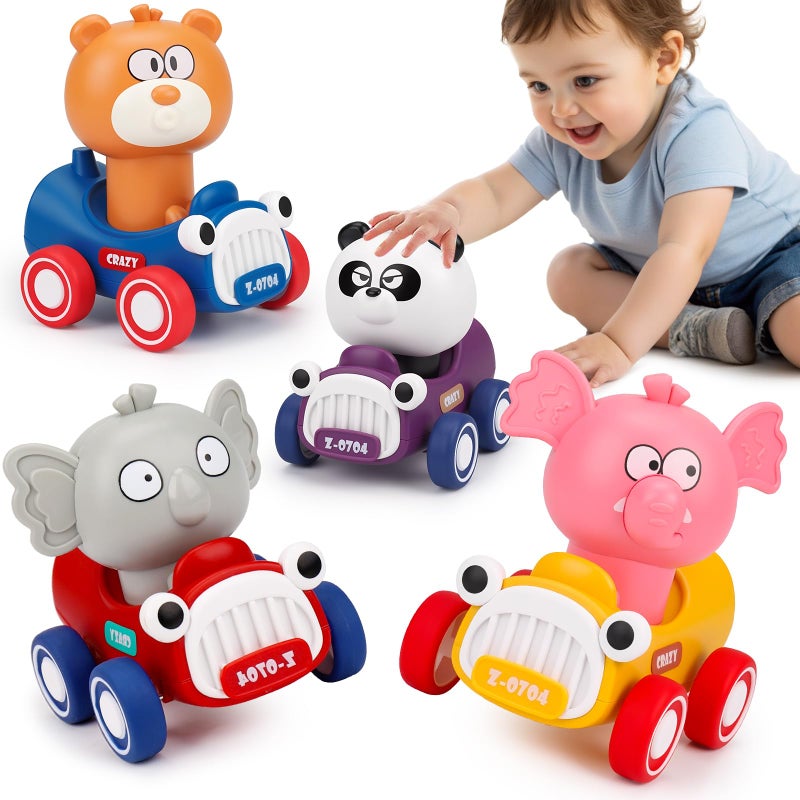 AugToy Press and Go Toy Cars for Toddlers 1-3, Animal Racing Cars Infant Baby Toys 6-9-12-18 Months, Cars Toys for 1 2 Year Old Boy Girl Gifts, One 1st First Year Old Boy Girl Birthday Easter Gifts - Image 1