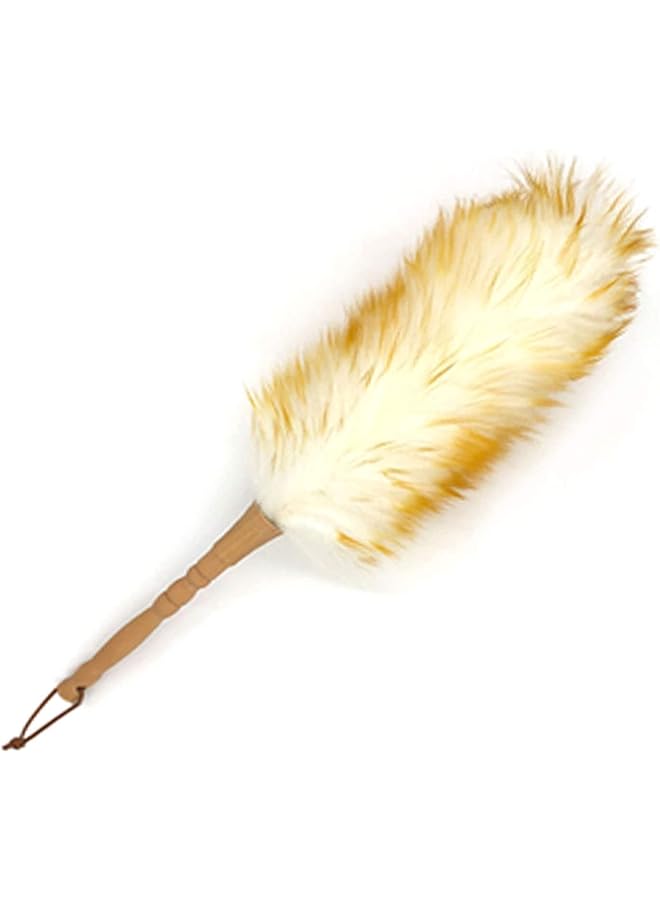 promass Clean Duster 18.5 inchs Long Household Cleaning Wool Duster for Remove Dust Brush Car Sweep Dust Room Cleaning with Solid Wooden Handle, Flexible Head, Anti-Static, Comfortable Grips