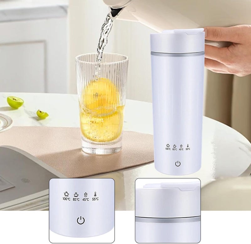 Portable Kettle Boiler Electric Water Boiler Insulated Drinking Cup Stainless Steel Heater with Rapid Boiling And Temperature Control Suitable for Sch, white - Image 3