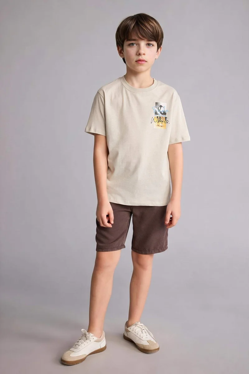 ديفاكتو Boy New Regular Fit Printed Short Sleeve T-Shirt