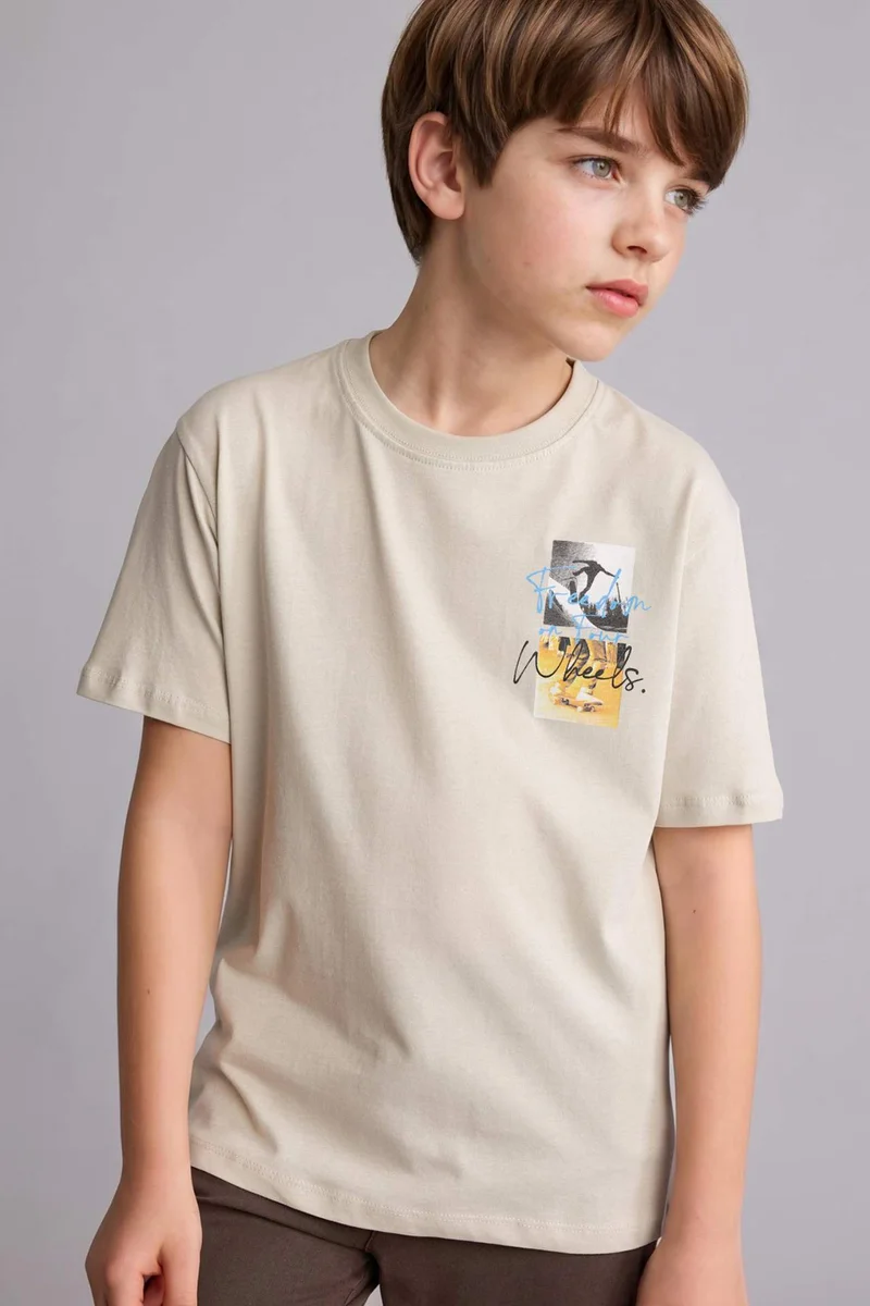 ديفاكتو Boy New Regular Fit Printed Short Sleeve T-Shirt
