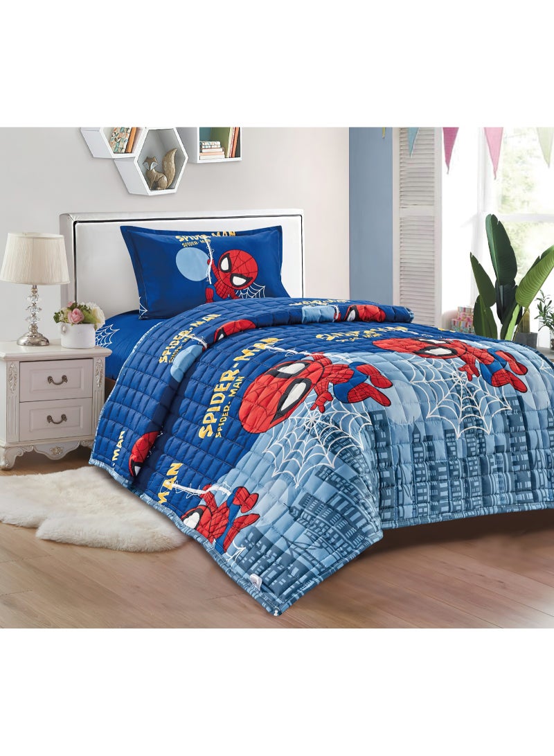 Kids Printed Comforter Set – 3 Piece Soft Bedding Set with Bedsheet & Pillowcase