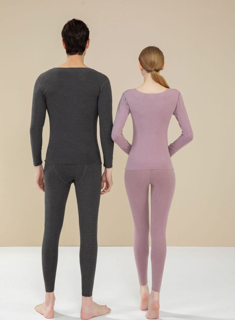 NIBEMINENT Trackless Mulberry Silk Thermostatic Warm Long Johns Suit Taro Purple - Image 4