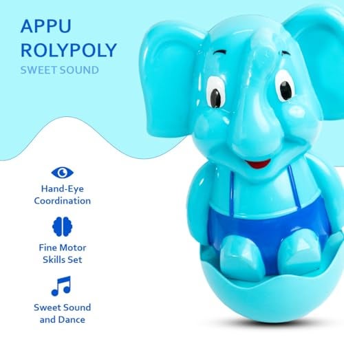 RATNA'S Appu Roly Poly Elephant Toy, Musical and Wobbling Motion, Bright Colours, Sound Toy for Kids 8+ Months - Image 2