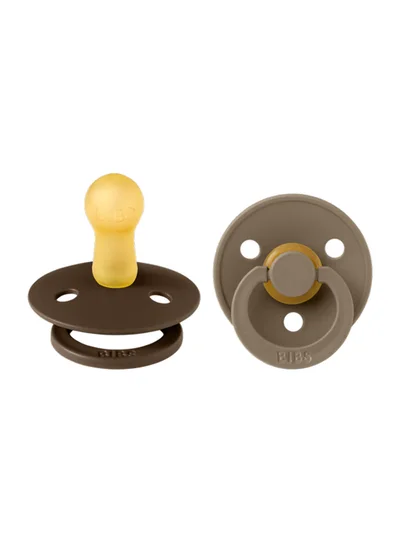 بيبس Pack of 2 Colour Soother Bpa Free Dummy Pacifier Round Natural Rubber Latex, Size 2 6 To 18 Months , Mocha/Dark Oak