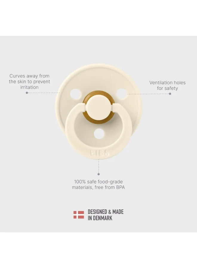 BIBS Pack of 2 Colour Soother Bpa Free Dummy Pacifier Round Natural Rubber Latex, Size 2 6 To 18 Months , Mocha/Dark Oak