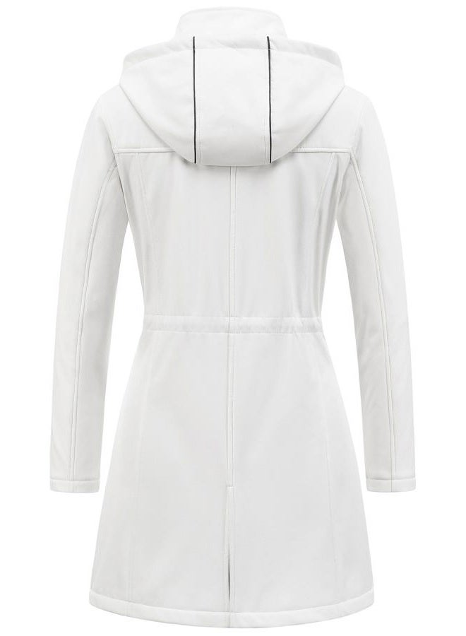 CREATMO US Women's Lightweight Waterproof Long Softshell Tactical Jacket Fleece Lined Windbreaker, White, XXL - Image 2