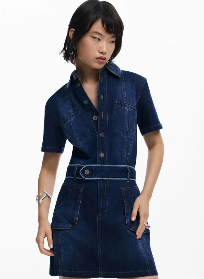 ديسيجوال فستان قصير من الدنيم مع حزام