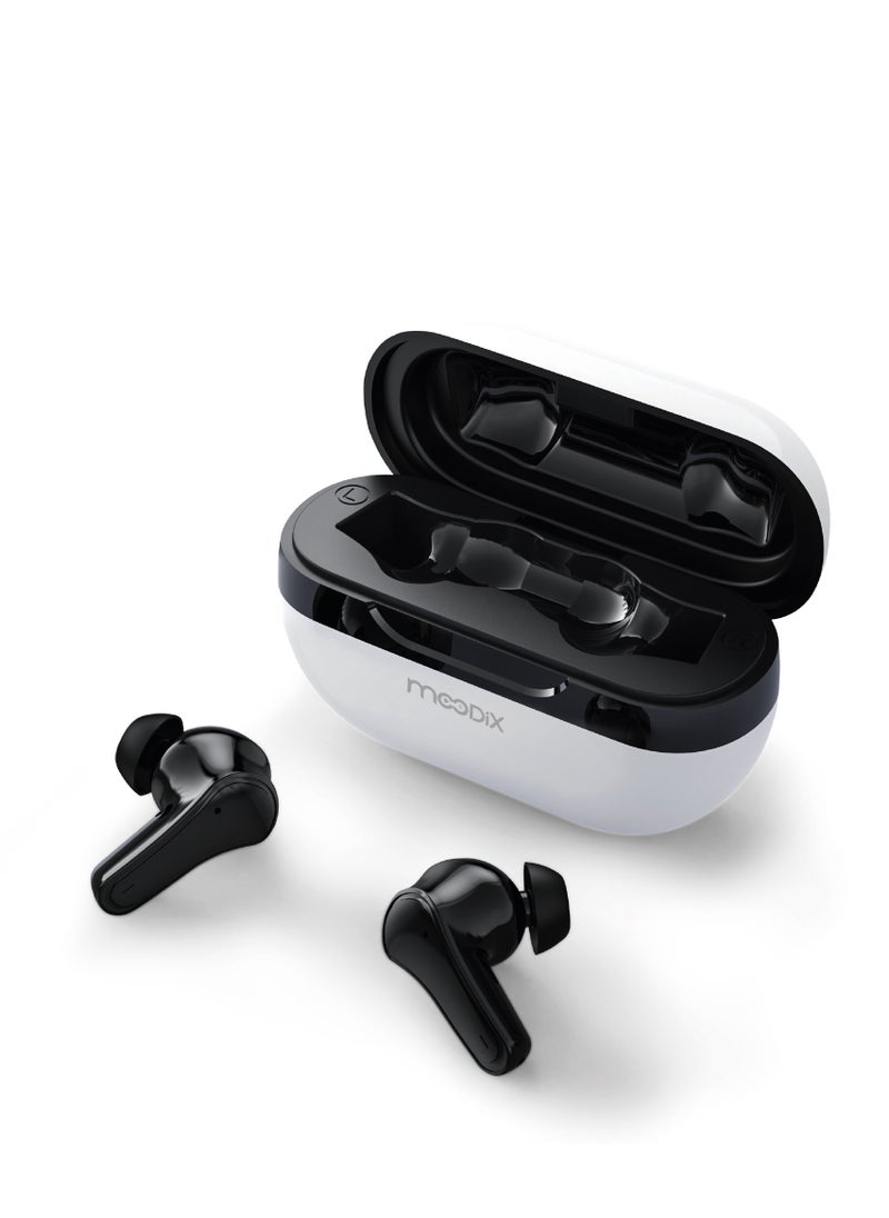 moodix Moodix KI23K50 Active Noise Cancellation Bluetooth Earbuds with Smart Touch Control, White-Black  - Image 1