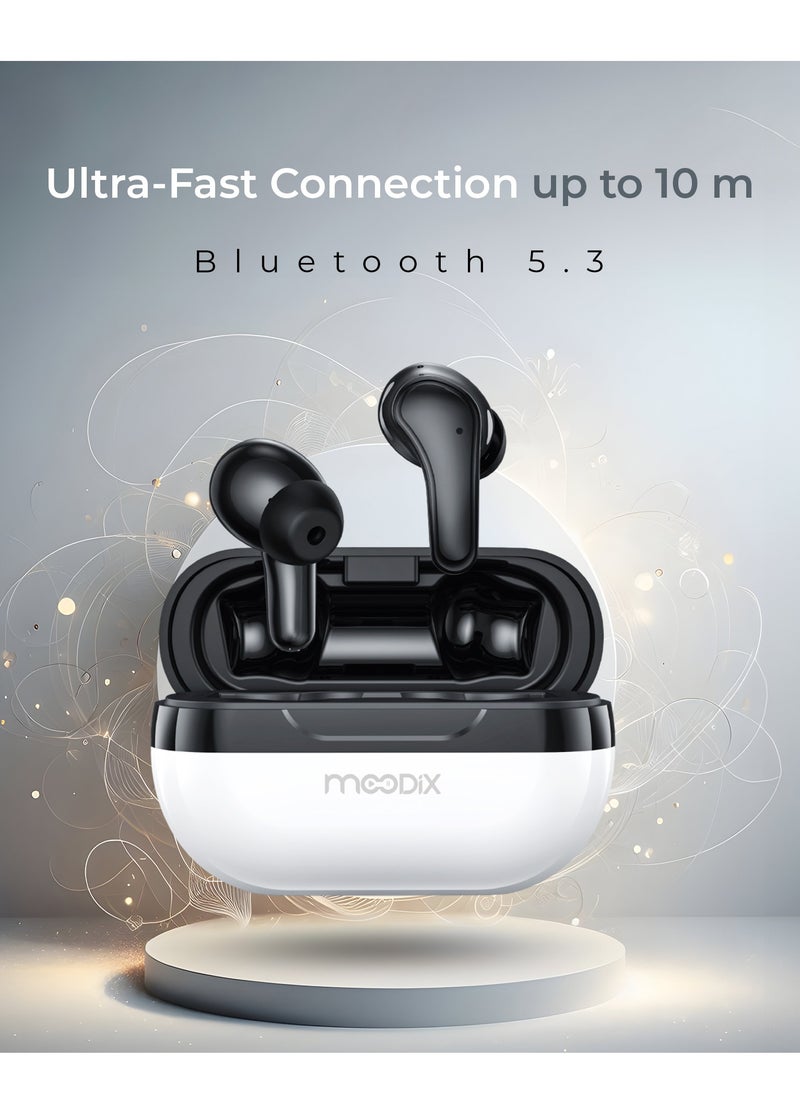 moodix Moodix KI23K50 Active Noise Cancellation Bluetooth Earbuds with Smart Touch Control, White-Black  - Image 5