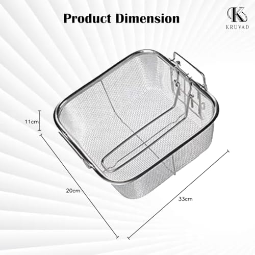 Kruvad Fried Basket Square Stainless Steel Mesh French Chip Fries Chicken Basket Folding Handle Commercial Square Basket Deep French Fry Chips Baskets with Folding Handle for Kitchen Frying Pasta - Image 2