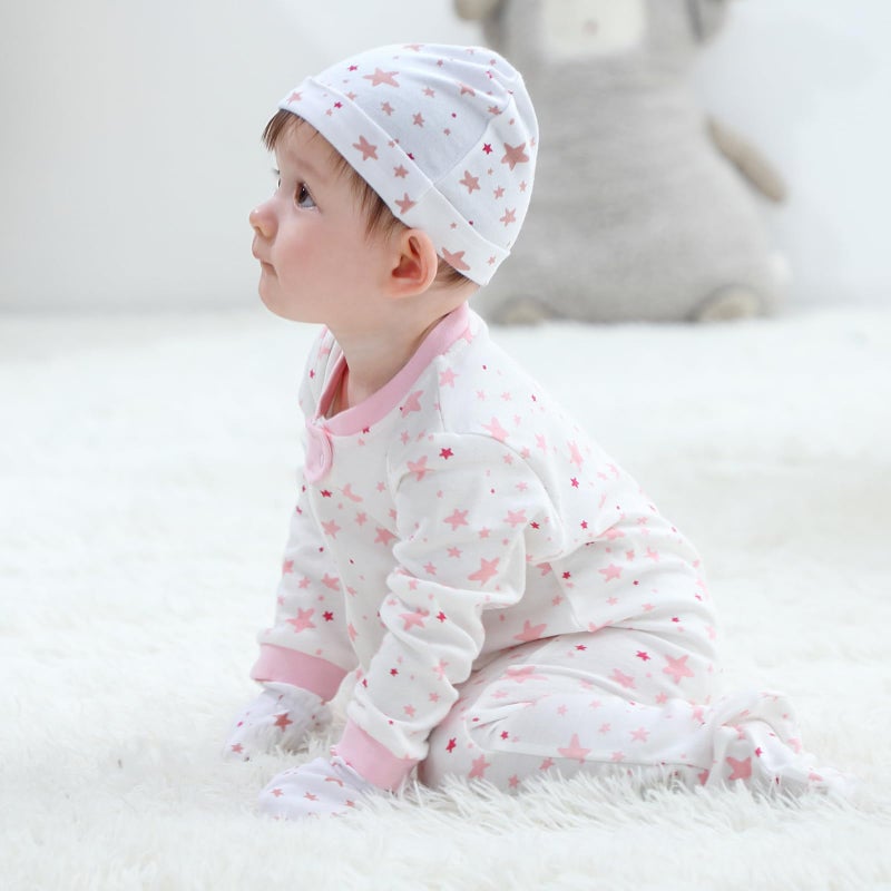Ruliby Baby Girl Hats Mittens and Socks Set Cotton Newborn Hat Beanie Soft Infant Girls Caps Gloves 0-6 month - Image 5