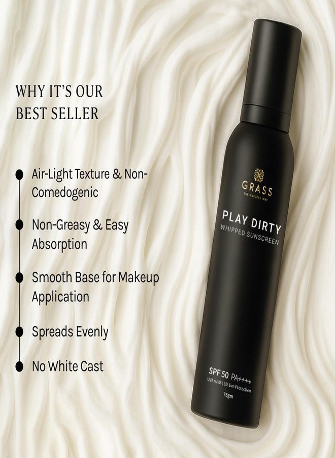 GRASS Play Dirty Whipped Sunscreen SPF 50 PA++++ | 3-in-1 Hydrating Sunscreen Moisturizer+Blue Light Protection+Prime | Non Greasy & No White Cast| Dermatologically Tested | For All Skin Types | 75g - Image 5