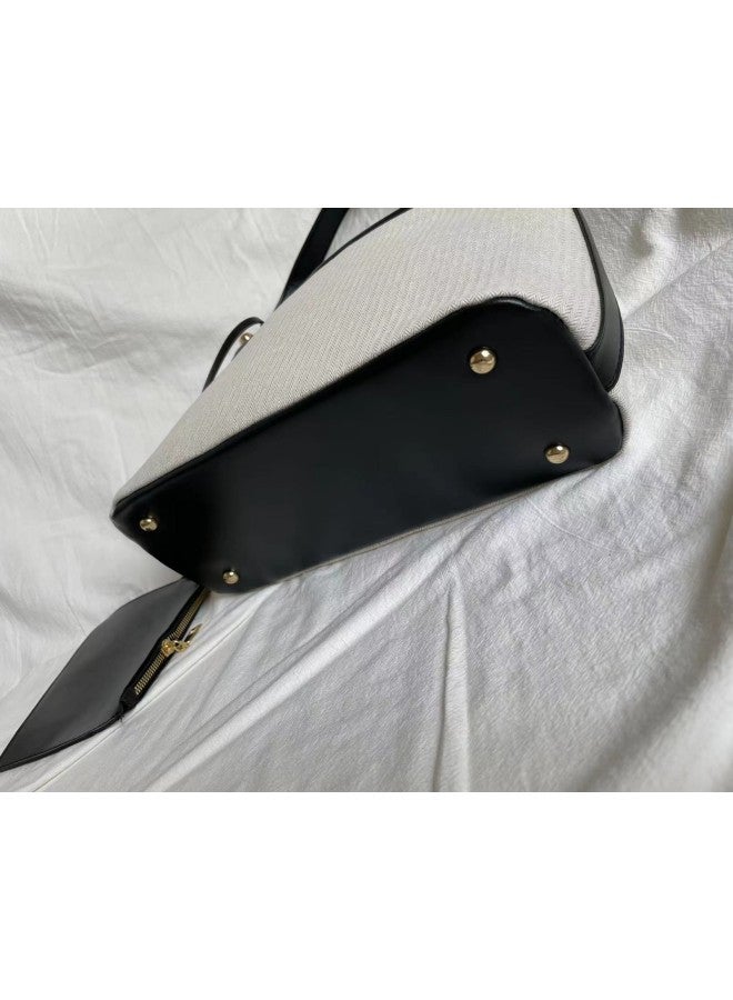 WAOKN Women's Canvas Shoulder Bag, Ladies Solid Color Bucket Bag Armpit Bag Carry Bag Gift Bag, Simple Handbag Tote Bags Clutch Bag for College Students and Teenagers - Image 5