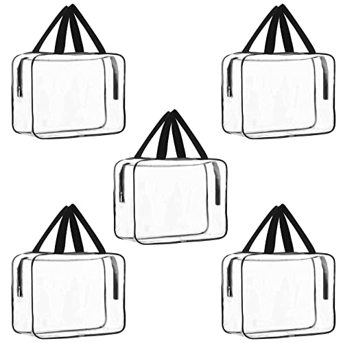 TULMAN 5 Pack Small Transparent Cosmetic Bag – PVC Travel Toiletry & Makeup Organizer, Handbag & Kids Toy Storage, Travel Organizer for Toiletries, Cosmetics & Toys – 30x22x8 CM - Image 1