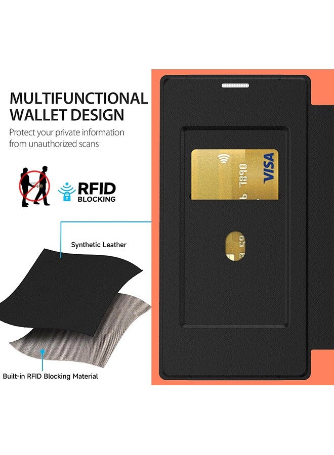 Magnetic Case Compatible with Samsung S24 Ultra, Leather Flip Case with Card Slot, Wallet design, Standable Flip Case with Magnetic, Anti-Fall Drop Protection, Shockproof Case, Black - Image 5