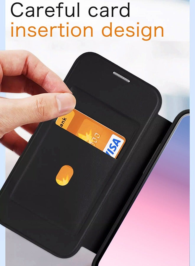 Magnetic Case Compatible with Samsung S24 Ultra, Leather Flip Case with Card Slot, Wallet design, Standable Flip Case with Magnetic, Anti-Fall Drop Protection, Shockproof Case, Black - Image 4