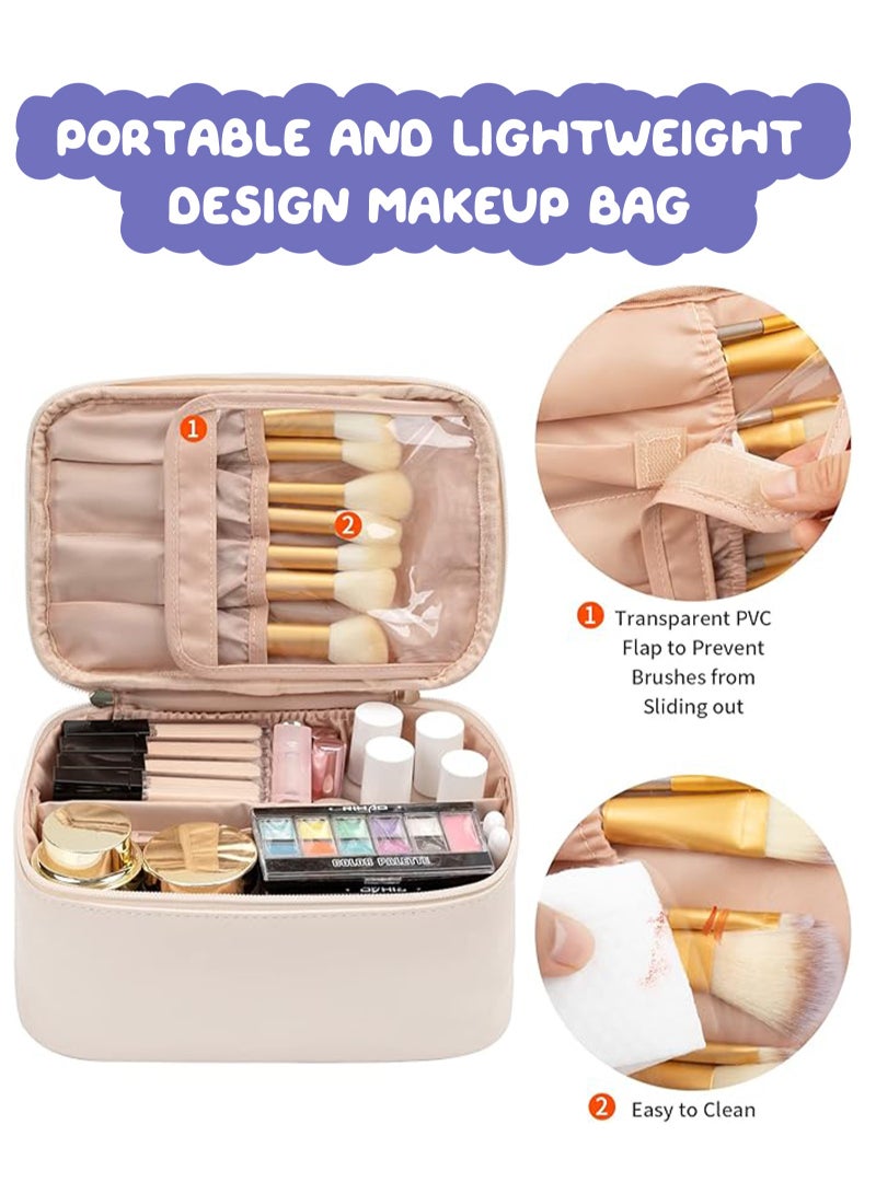 أوربازار حقيبة مكياج، حقيبة مستحضرات تجميل محمولة، منظم حقيبة مكياج للسفر بسعة كبيرة، حقائب مكياج سوداء للنساء، حقيبة أدوات الزينة للفتيات المسافرات مع مقبض ومقسم - Image 5